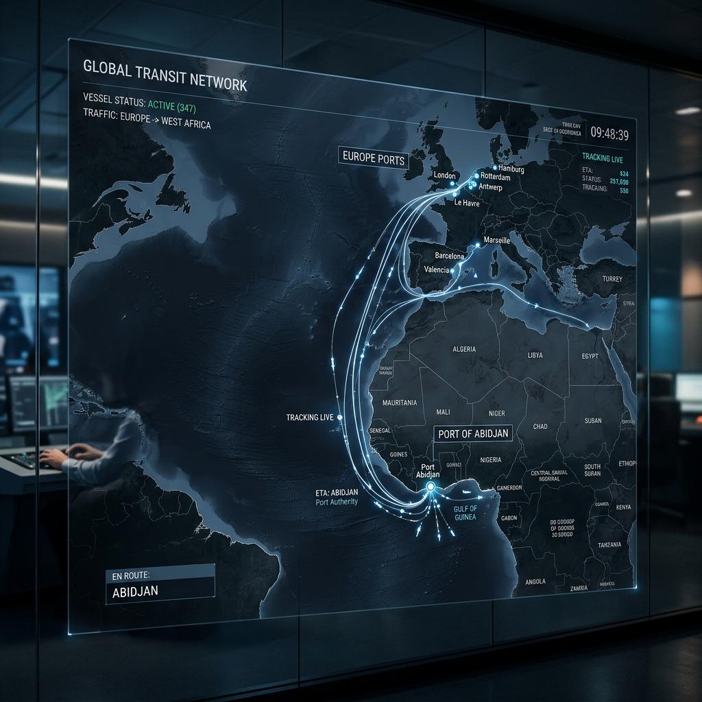Acheminement conteneur Europe Abidjan transit maritime